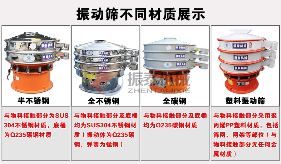 篩粉機(jī)不同材質(zhì)展示